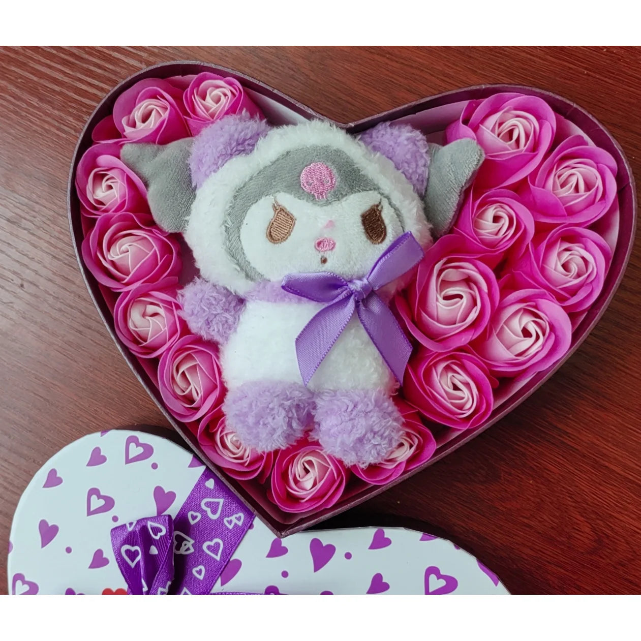 sanrio Cartoon Hello Kitty Plush Doll Toys Rose Bouquet Gift Box Kuromi Soaps Flower Bouquet Valentine Girl Gift Home Decoration