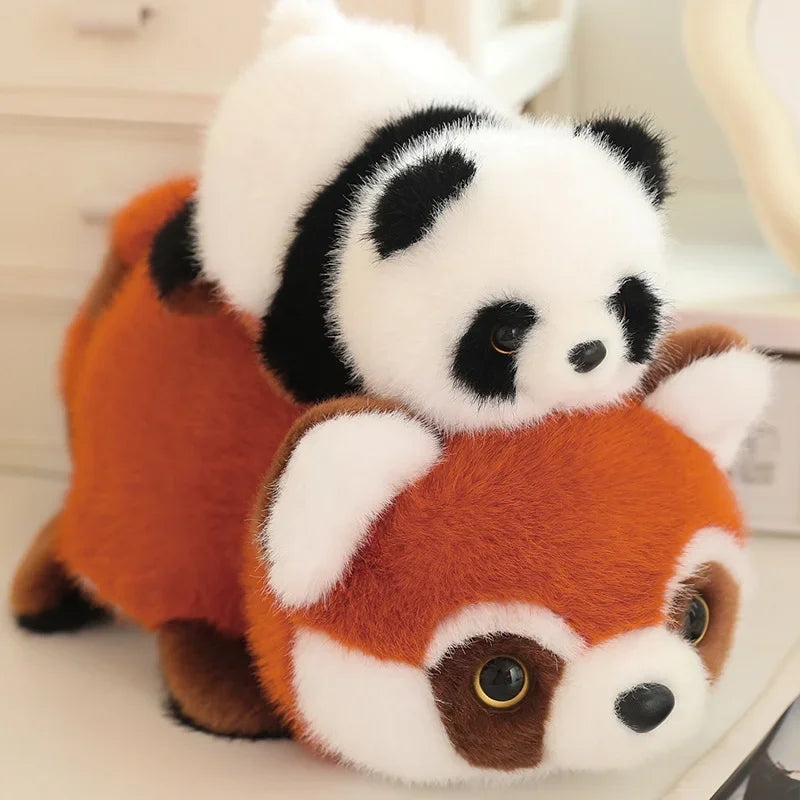 Real Life Reversible Panda to Raccoon Stuffed Animals Plush Toy Cute Red Panda Soft Pillow Kids Baby Birthday Christmas Gift