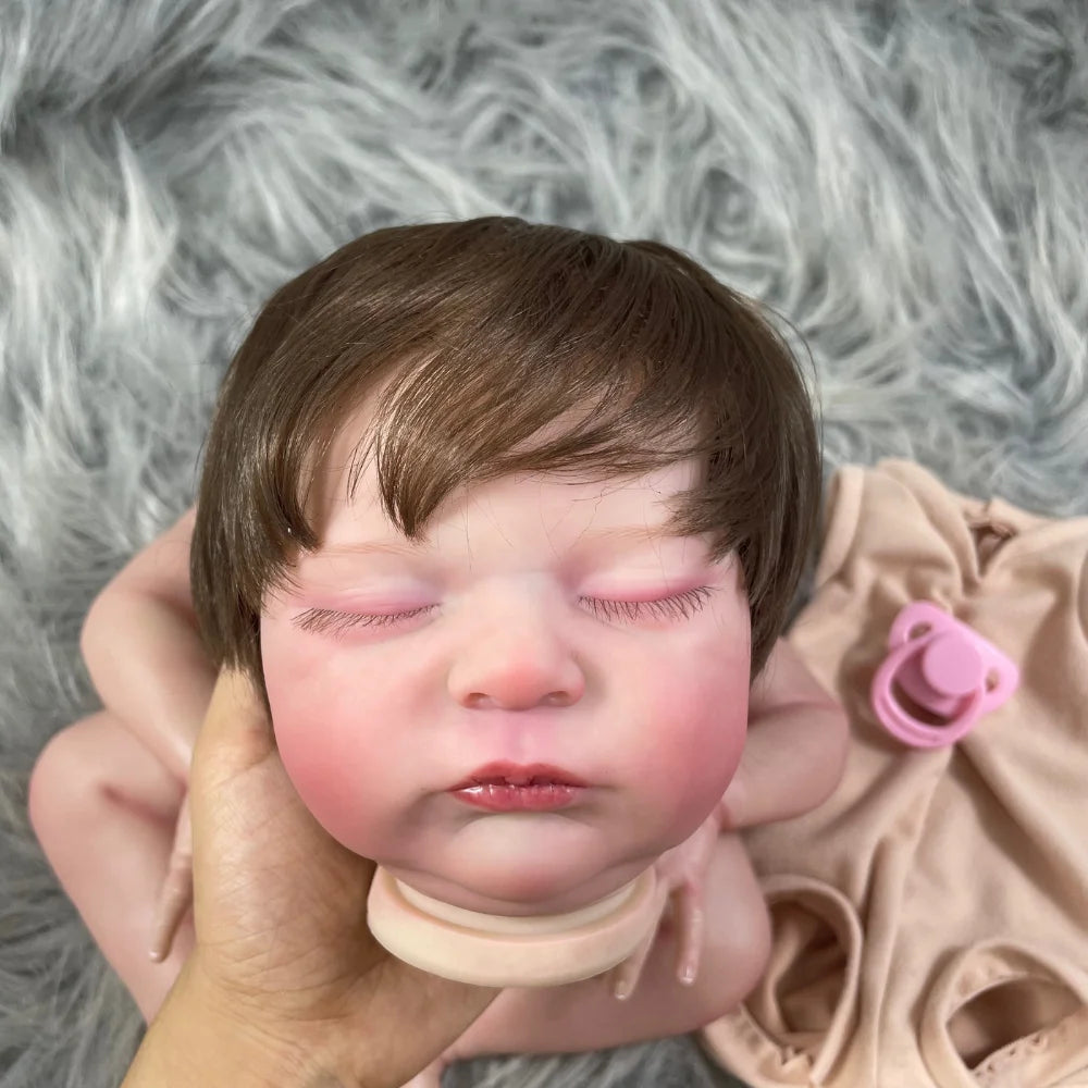 20 Inch Already Painted Reborn Doll Kits Laura With Hair Transplant Lifelike 3D Painted Skin Visible Veins Handmade Vinyl Mold