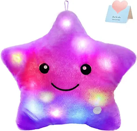 34CM Creative Toy Luminous Pillow Soft Stuffed Plush Glowing Colorful Stars Cushion Led Light Toys Gift For Kids Children Girls