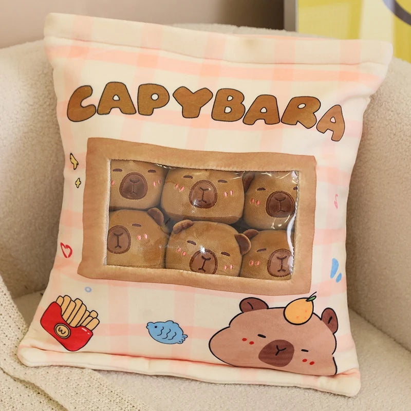 Capybara Plush Saniro Hello Kitty Back Cushion A Bag of Kuromi My Melody Cinnamoroll Throw Pillow Cuddly Plushies Home Decor