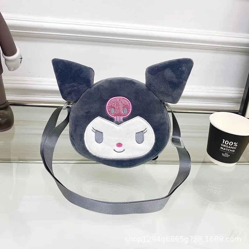 Kawaii Sanrio Plush Bag Kuromi Backpack Cinnamoroll Shoulder Bag Tote Makeup Cartoon My Melody Plushie Large Handbag Gift Girls