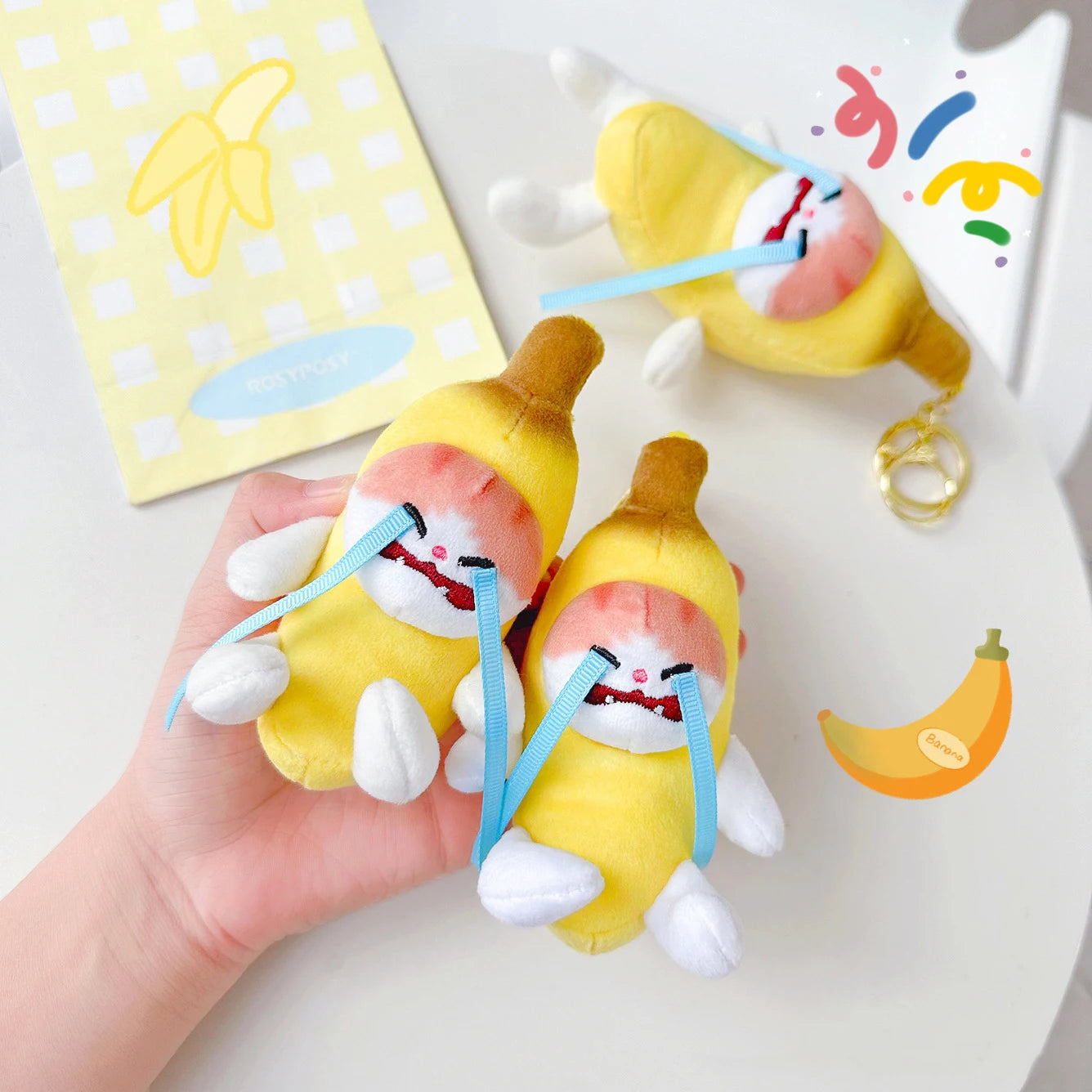 Creative Funny Crying Banana Cat Plush Doll Keychain Pendant Ins Small Fresh Cute Banana Cat Plush Stuffed Toys Children's Gifts