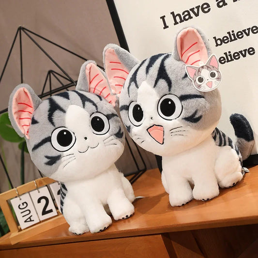 24-35cm Kawaii Cat Plush Toys Anime Character Chi Chi's Cat Stuffed Doll Soft Cheese Cat Home Decro