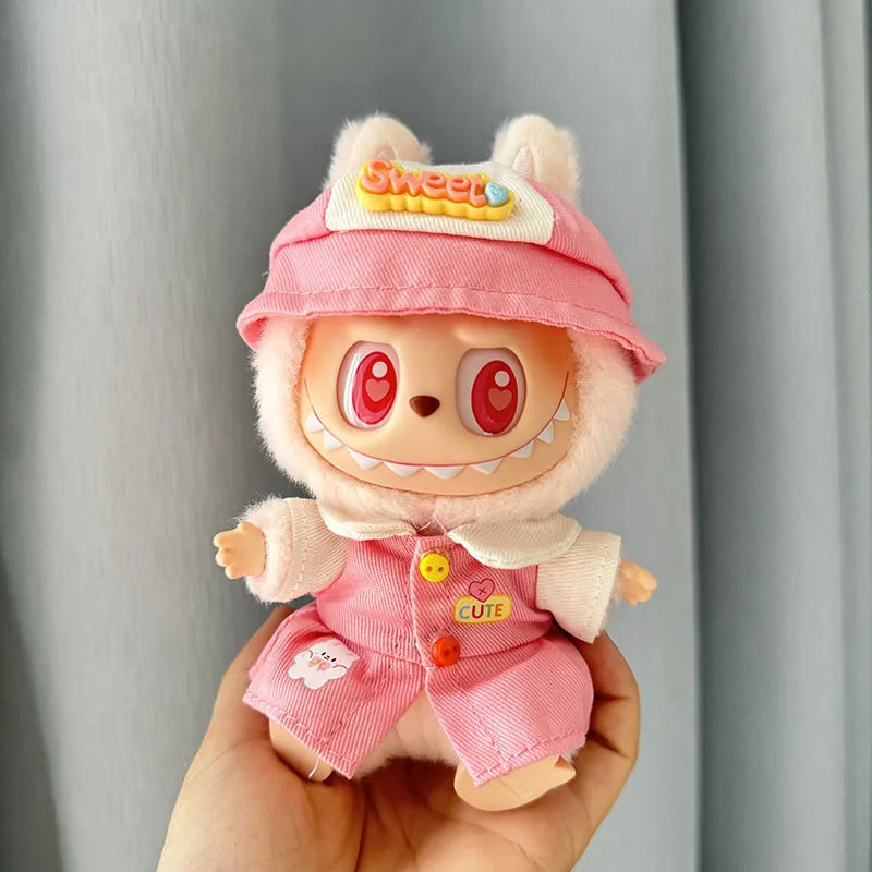 For 17cm Labubu V1 V2 Idol Dolls Clothes Cute Hoodie Mini Doll Sitting Party Outfit Clothing Korea Kpop Exo DIY Gifts