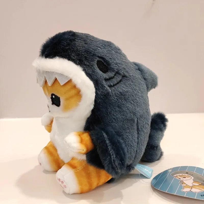 12cm Hot Cute Shark Cat Fried Shrimp Cat Plush Doll Pendant Doll Beautiful Room Car Bag Decoration Pendant Opening Holiday Gift