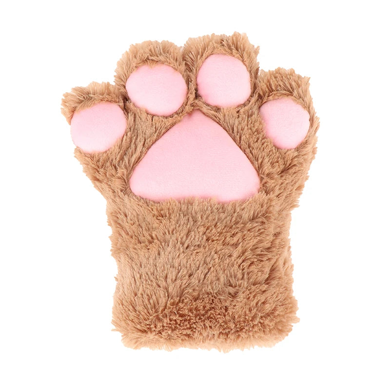 Cute Bear Cat Paw Gloves Fluffy Plush Cartoon Animal Anime Lolita Cosplay Mitten