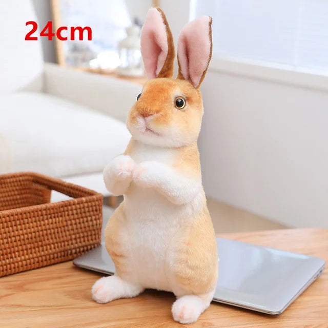 Simulation Kawaii Long Ears Realistic Rabbit Plush Toy Lifelike Animal Stuffed Doll Toys for Birthday Gift Room Decor