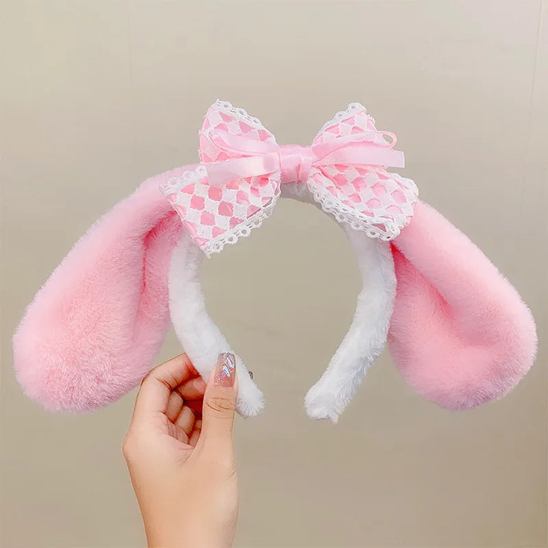 Anime Sanrio Headband Kuromi My Melody Cinnamoroll Cute Lolita Plushie Hair Accessories Halloween Series Kid Toys Doll Girl Gift