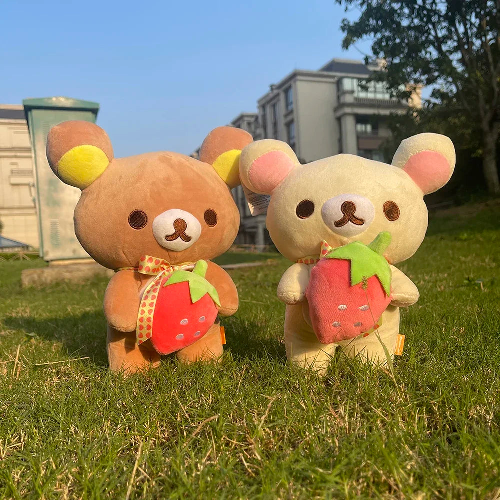 Strawberry Rilakkuma Plush Kawaii Anime Brown Bear Pelcuhe Teddy bear Stuffed Doll Cute Couple Toys Present Birthday Gifts