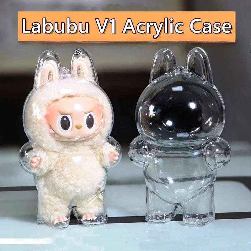 Transparent Protective Acrylic Case Organizer Box For Labubu V1 V2  pumpkin Style Thickened Doll Keychain Bags