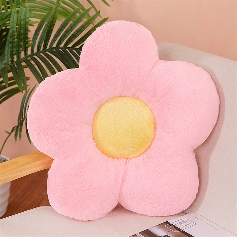 Winter Kawaii Colorful Flower Plush Pillow Soft Nap Office Classroom Chair Cushion Couch Pillow Bedroom