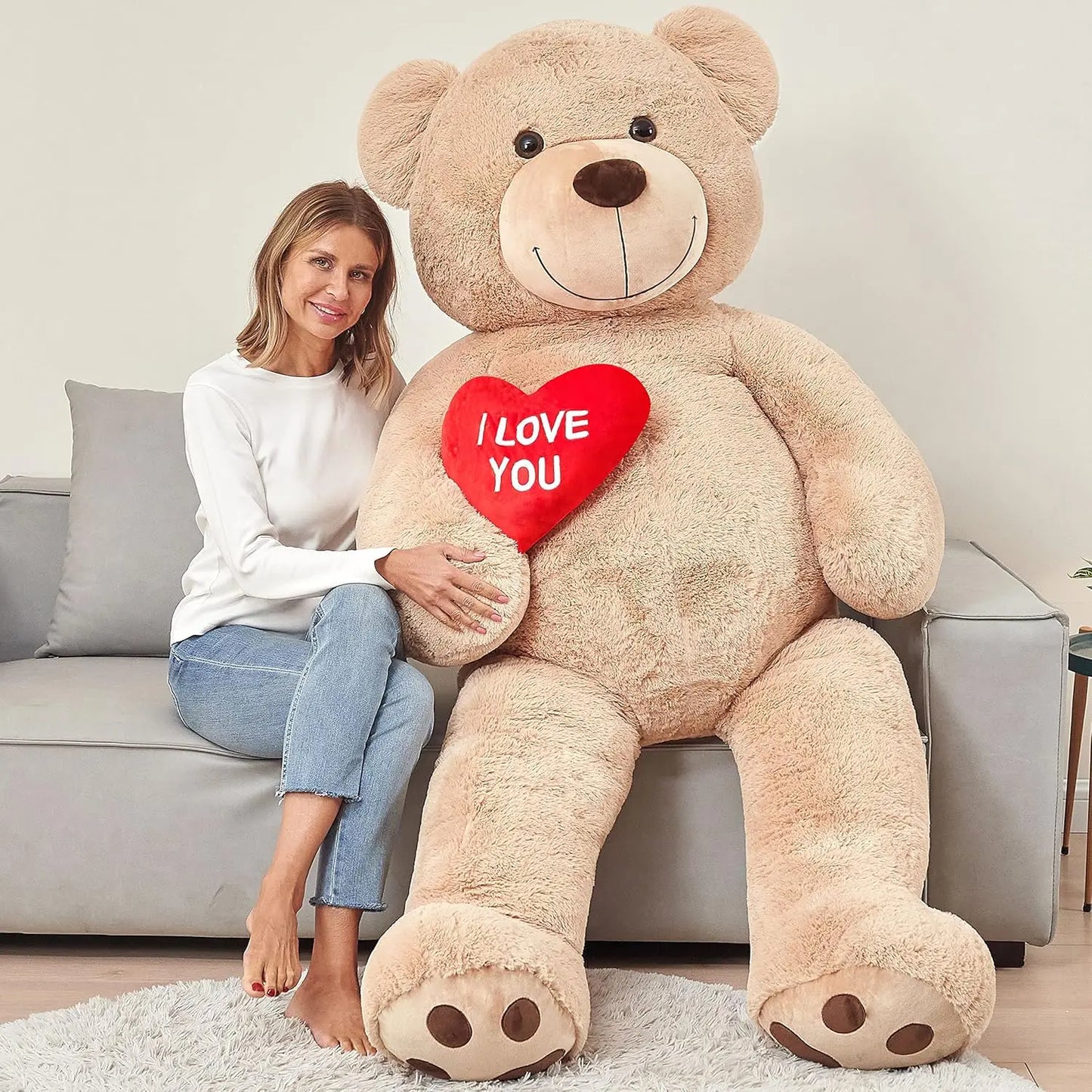 Tezituor Giant Teddy Bear 6ft Stuffed Animals - “I Love You”Red Heart Jumbo Human Size Teddy Bear for Lovers,  Valentine's Day