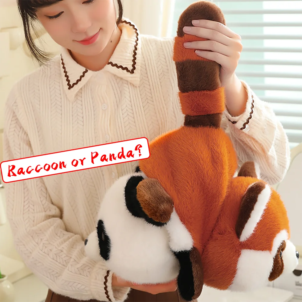 Double-Sided Flip Panda Toy Red Panda Transform Plush Doll 2-in-1 Raccoon Flip Change Transform Panda Soft Pillow Children Gifts