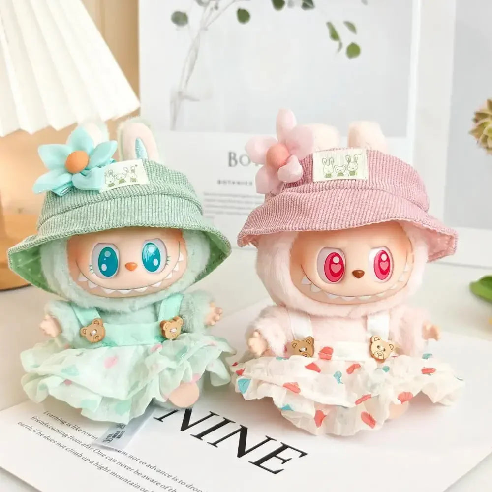 17cm Mini Plush Doll'S Clothes Outfit Accessories For Korea Kpop Exo Labubu V1 V2 Idol baby clothes Wrinkle dress Clothing Gift