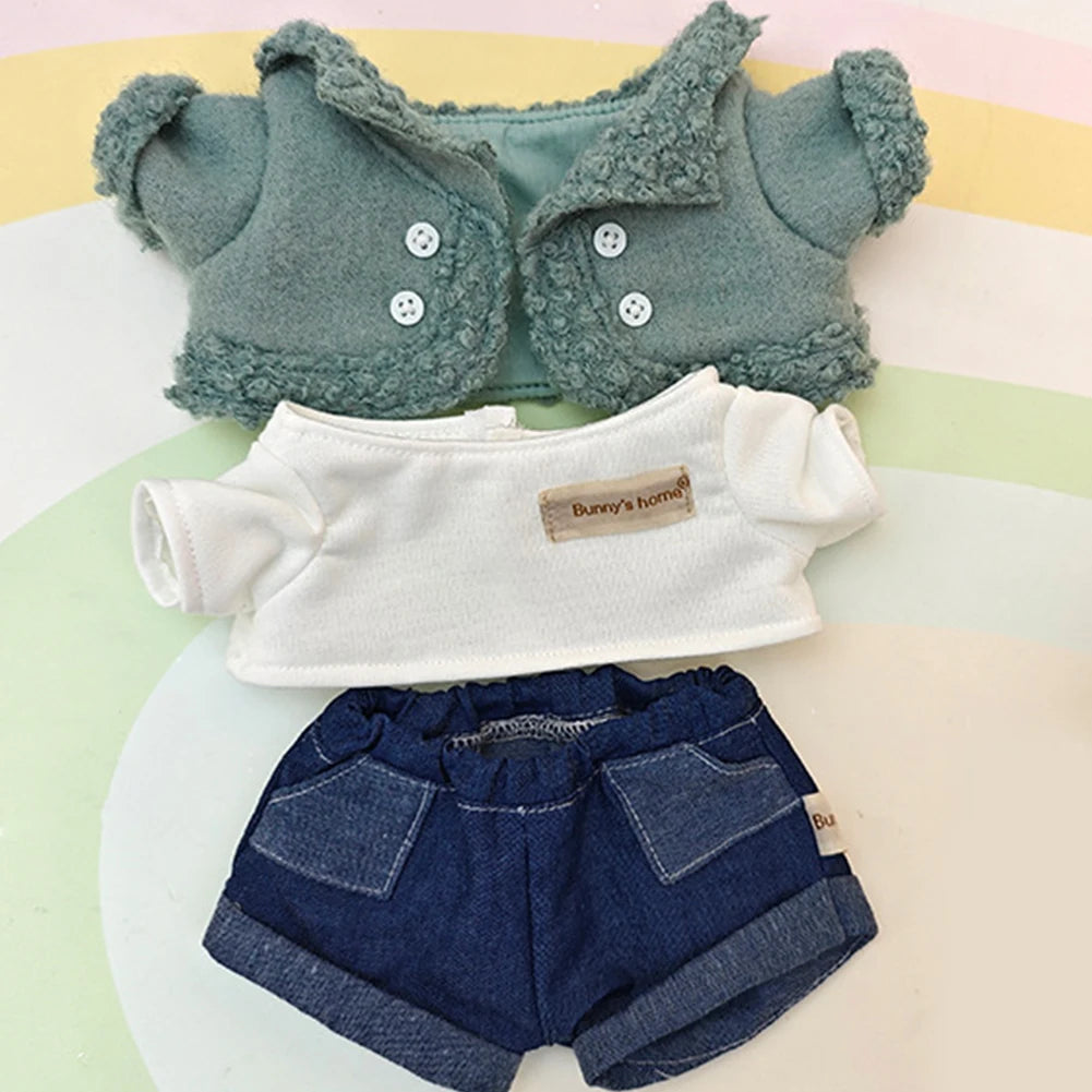 For 38cm Labubu Doll Shirts Sweater Hat Cartoon Plush Doll Replacement Outfit Playing House Accessories Mini Clothes