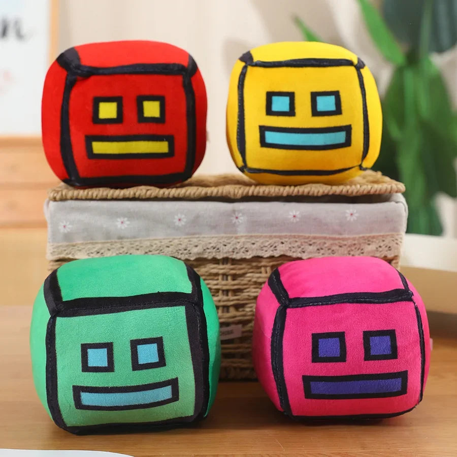 Geometry Dash Cube Plush Toys Stuffed Plushie Doll Small Pillow Square Pendant Game Cute Kids Fans Collection Birthday Gift 12CM