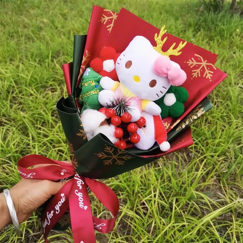 Christmas Hello Kitty Plush Doll Toy With Santa Claus Christmas Tree Bouquet Valentine's Day Birthday Christmas Gift