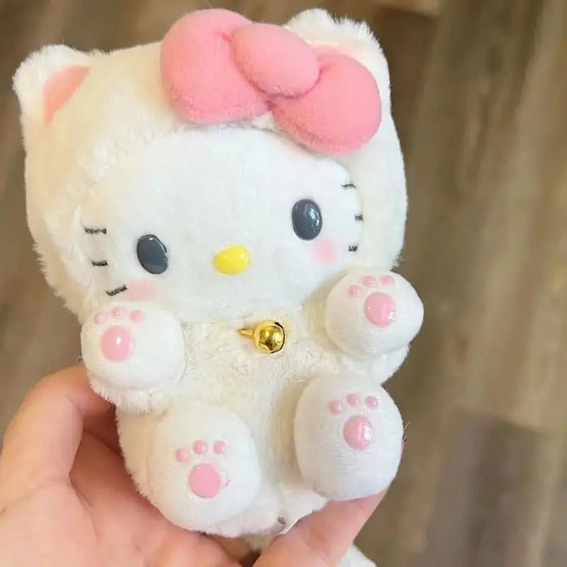 Hello Kitty Plush Doll - Kawaii Anime Cartoon Bow KT Cat Cute Stuffed Pendant for Kids Birthday Gift