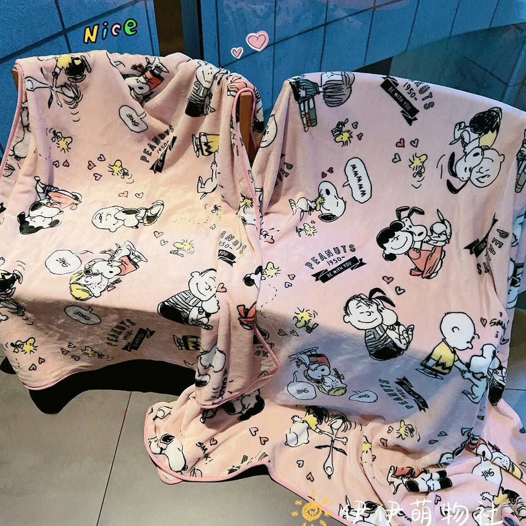 Cartoon Snoopy Plush Blanket Comfortable Lovely Anime Warm Flannel Blanket Pillowcase Nap Blanket Bedspread Sofa Bed Girl Gifts