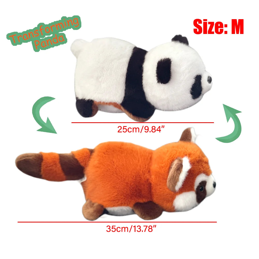 Double-Sided Flip Panda Toy Red Panda Transform Plush Doll 2-in-1 Raccoon Flip Change Transform Panda Soft Pillow Children Gifts