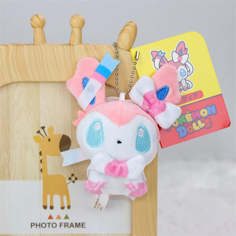 Pokemon Eevee Plush Toys Keychain Sylveon Espeon Jolteon Flareon Anime Glaceon Vaporeon Kawaii Peluche Dolls Pendants Gifts Kids