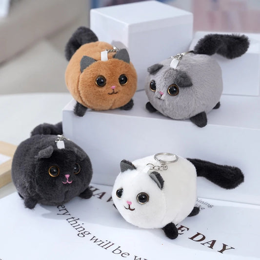 Cartoon Long Tailed Cat Plush Doll Keychain Creative Plush Doll School Bag Pendant Fashion Backpack Decoration Accessories Gifts