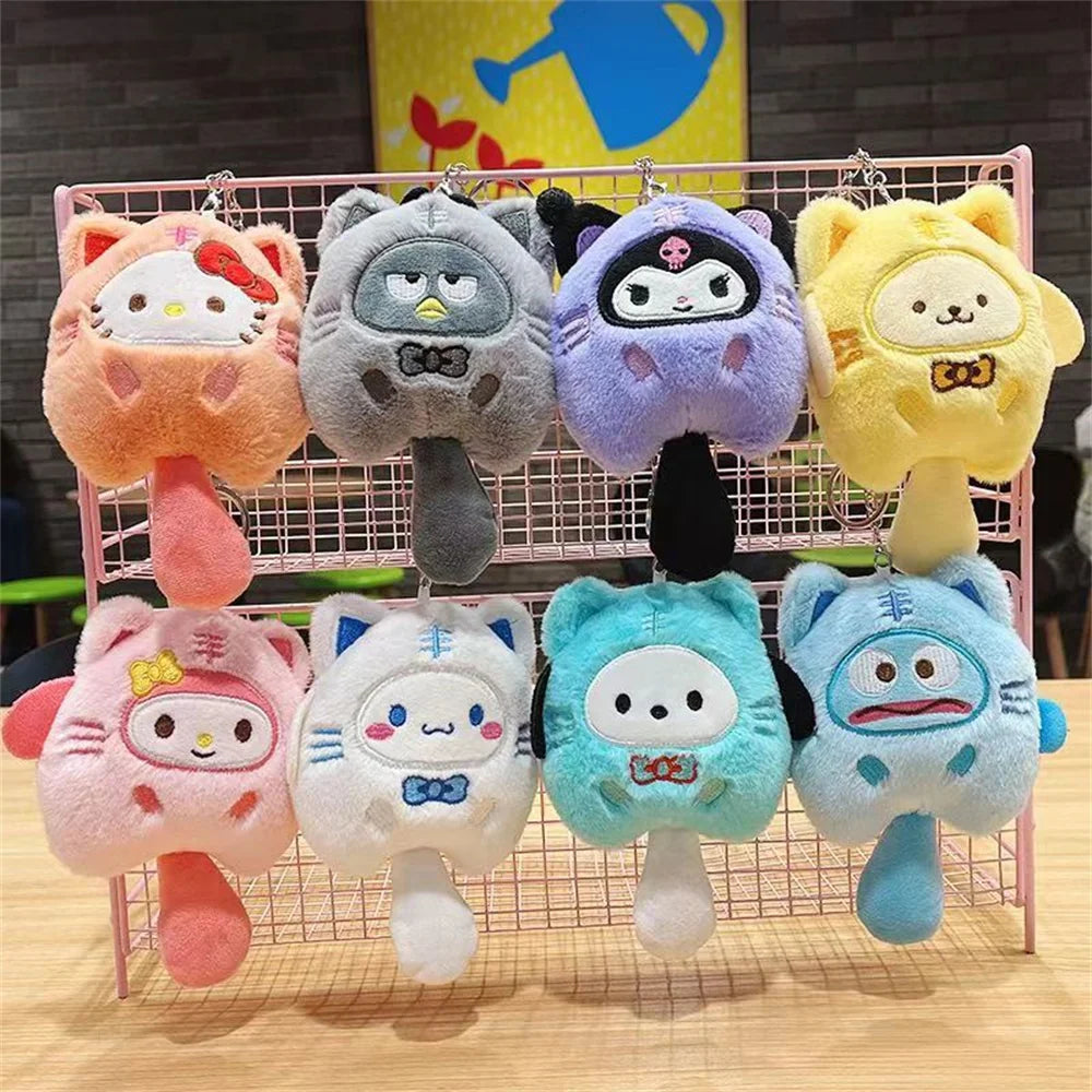 Sanrio Hello Kitty Plush Keychain Dolls Kawaii Kuromi Cinnamoroll Cartoon Plush Backpack Pendant Accessories Girls Gifts Toys