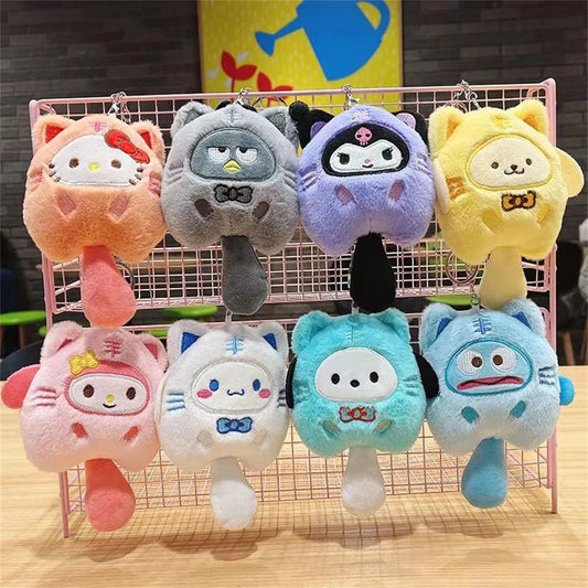 Sanrio Hello Kitty Plush Keychain Dolls Kawaii Kuromi Cinnamoroll Cartoon Plush Backpack Pendant Accessories Girls Gifts Toys