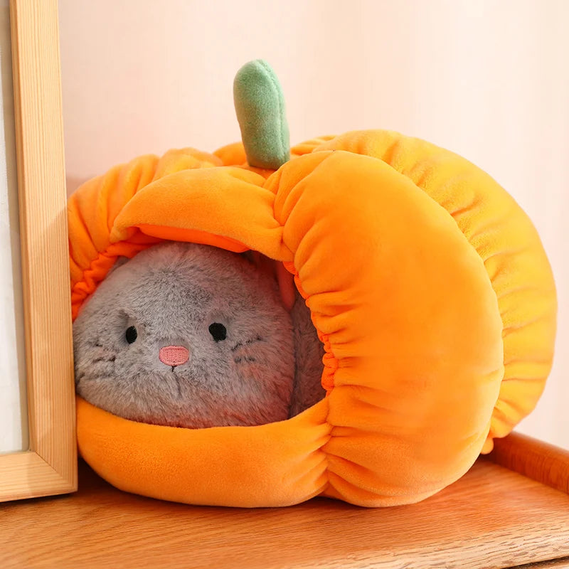 23/30cm Funny Cute Soft Stuffed Animals Dog Cat Hiding In the Pumpkin Nest Dolls Room Pets Peluche Kids Lover Elegant Gift