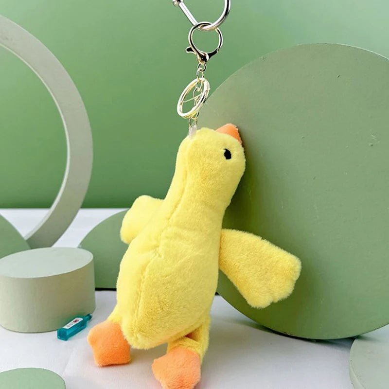 Stuffed Goose Keychain Cute Lie Down Goose Plush Keychain Adorable Stuffed Doll Ornament For Backpack Couple Key Ring Charm