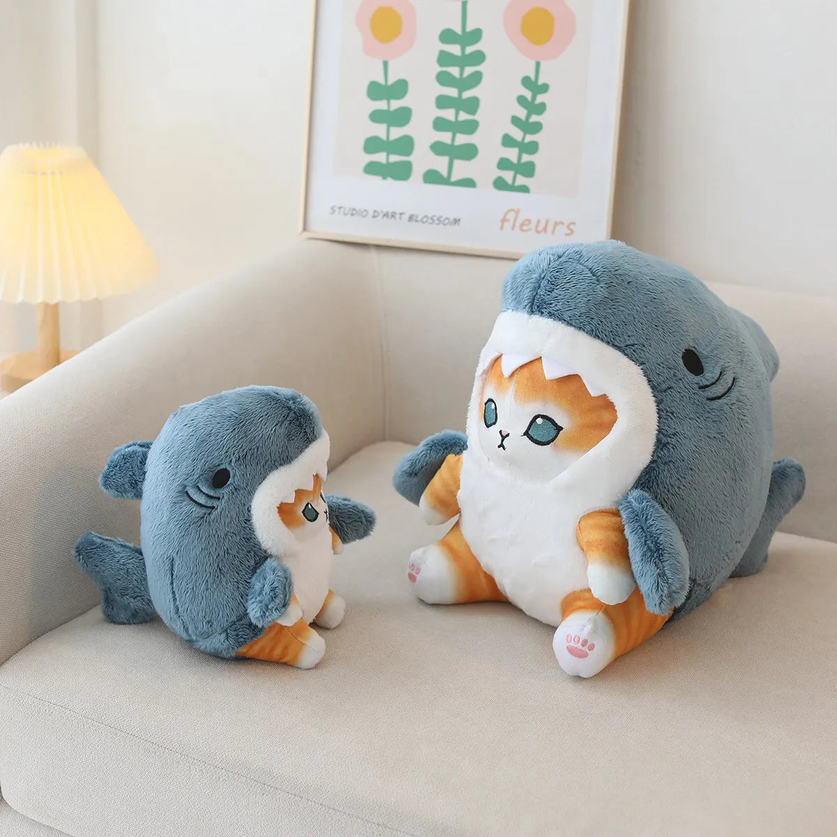 20/33CM Kawaii Shark Cat Peluche Toy Creative Shark Cosplay Kitten Dolls Stuffed Soft Animal Pillow for Children Girls Present