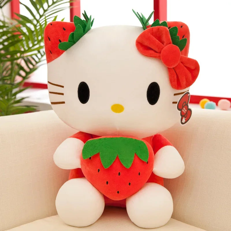 22cm Sanrio Hello Kitty Plush Toys Kawaii Strawberry KT Cat Plush Doll Soft Stuffed Cartoon Doll Birthday Girls Gifts