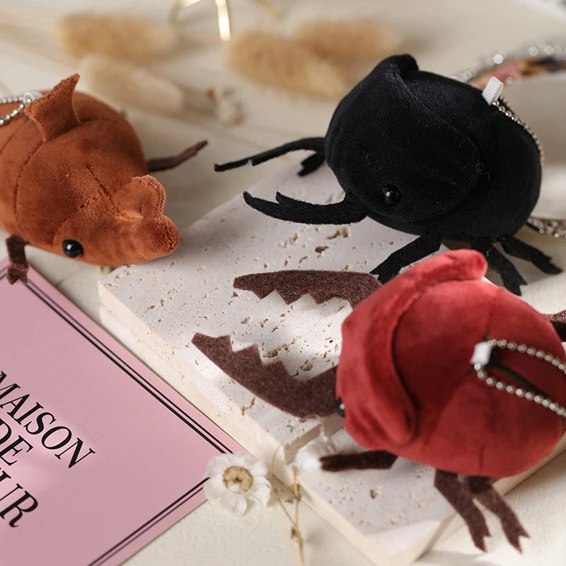 Cute Plush Doll Bag Pendant 10cm Insect-Beetle Plush Keychain Women Handbag Trinkets Backpack Decors Gift