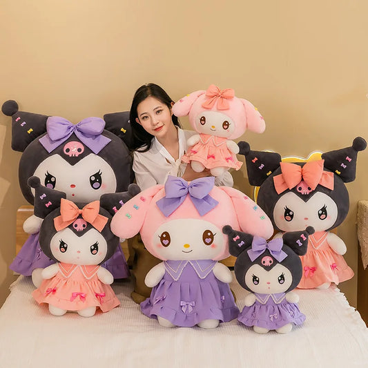 New Sanrio Cute Plush Toy Kawaii Kuromi Plush Stuffed Doll Soft Children's Pillow Melody Cute Room Decoration Birthday Kids Gift