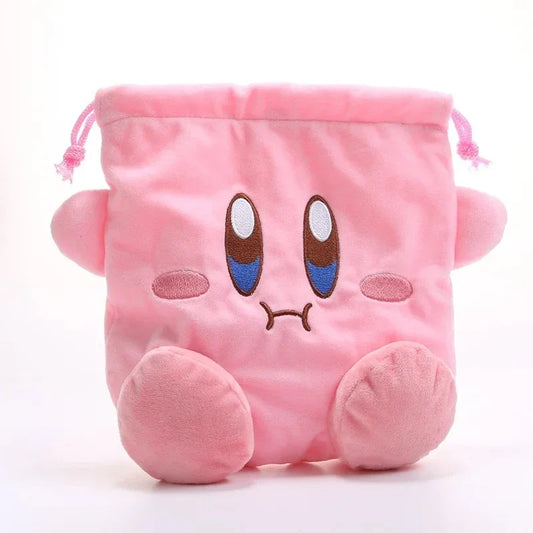 Star Kirby Storage Bag Plush Cosmetic Bag Cute Plush Toy Portable Drawstring Pocket Kawaii Kirby Cartoon Pink Coin Purse Gift