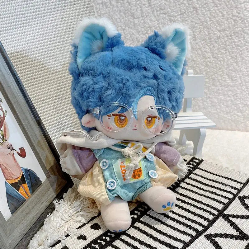 20cm Cotton Doll Blue Hair Fox Ears Tail Sirius Idol Star Dolls Cute Stuffed Plush Toys Doll Plushies Toys Fans Collection Gifts