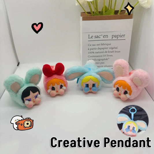 Crybaby Powerpuff Girls Series Vinyl Face Plush Toy Pendant Cartoon Decoration Stuffed Dolls Keychain Trendy Toy Kids Gift