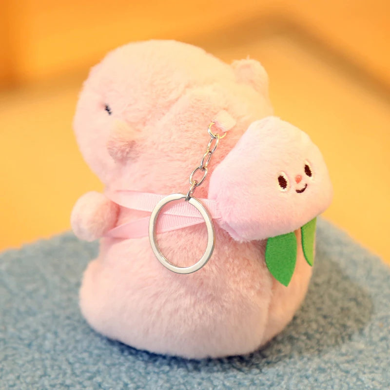 Cute Capybara Plush Toy Doll Keychain Stuffed Animals Capibara With Fruit Backpack Pendant Keyring Birthday Christmas Gift