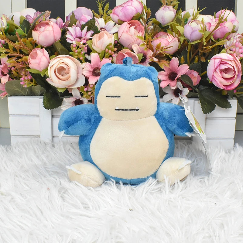 Kawaii Pikachu Charmander Psyduck Plush Toys Keychain Cute Anime Snorlax Stuffed Animals Peluche Pendants Dolls Gifts