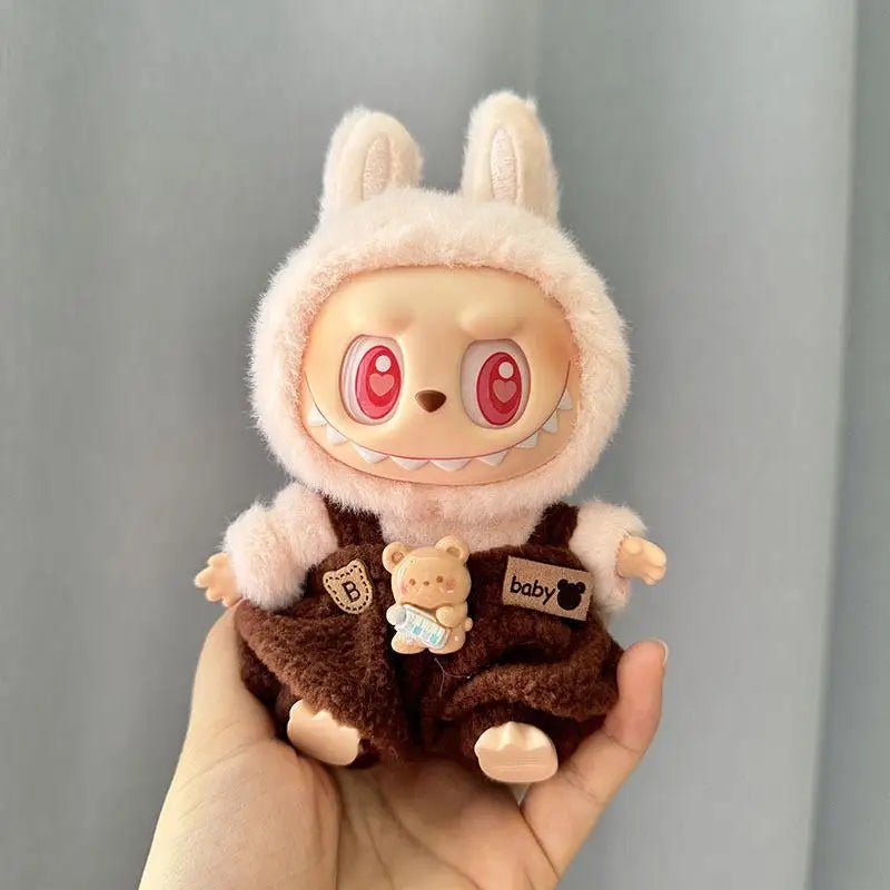 17cm Mini Plush Doll'S Clothes Outfit Accessories For Korea Kpop Exo Labubu I II Idol Dolls Sitting Party overalls Clothing Gift