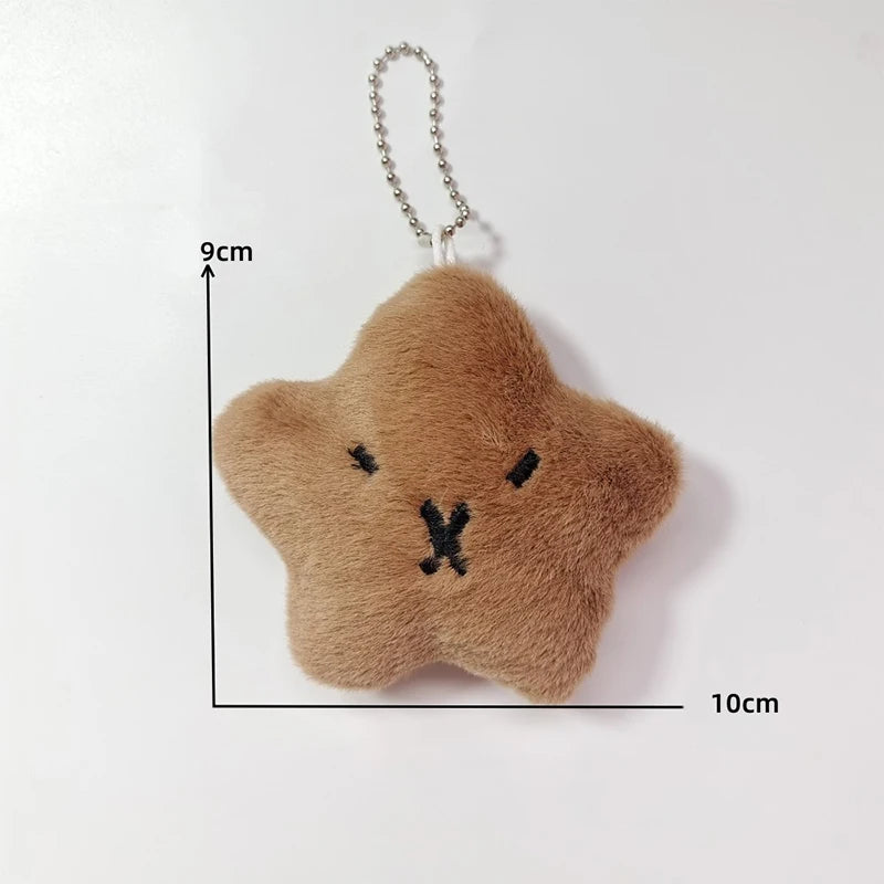 Creative Soft Stuffed Animal Capybara Plush Doll Star Squeak Toy Cartoon Bag Pendant Key Chain Backpack Car Bag Key Ring