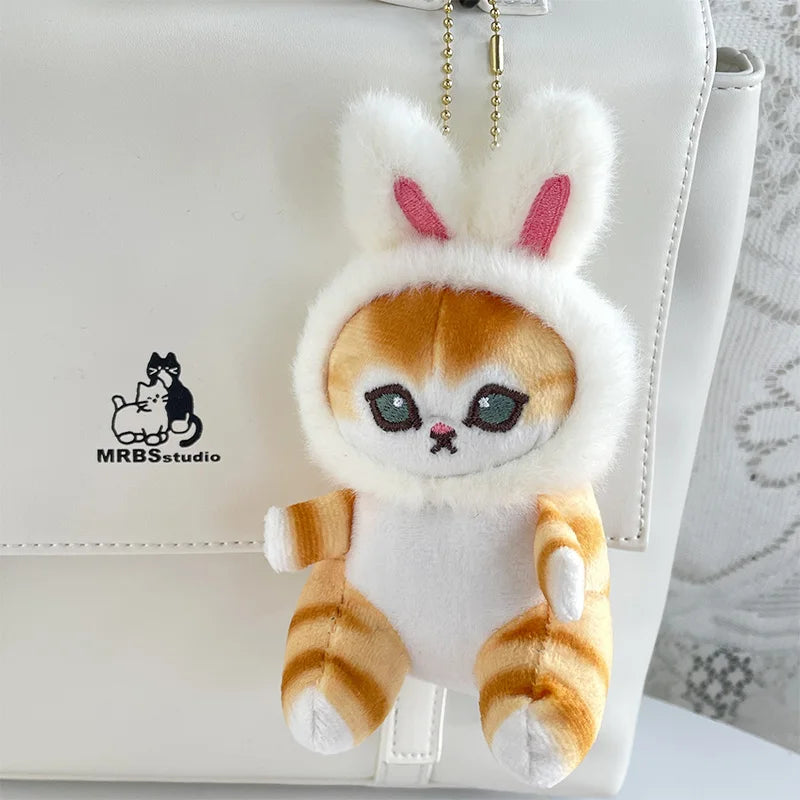 Cute kittens, plush dolls, bunnies, three-dimensional animal toys, creative personality, school bag pendants, fashion keychains