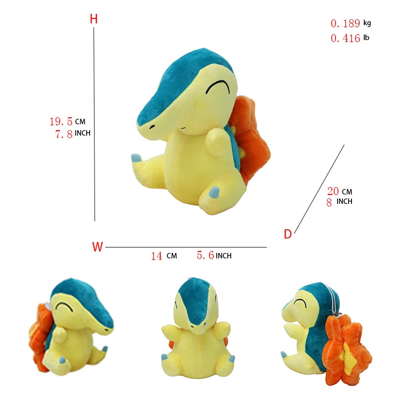 Pokemon Anime Cyndaquil Chikorita Totodile Kawaii Plush Toy Stuffed Doll Christmas Halloween Gifts For Kids