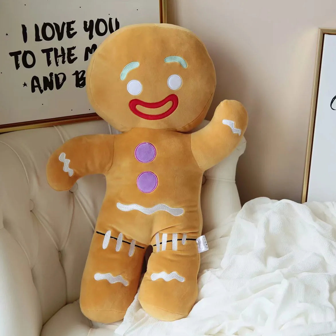 30-60cm Cartoon Cute Gingerbread Man Plush Toys & Pendant Stuffed Baby Appease Doll Biscuits Man Pillow Reindeer for Kids Gift