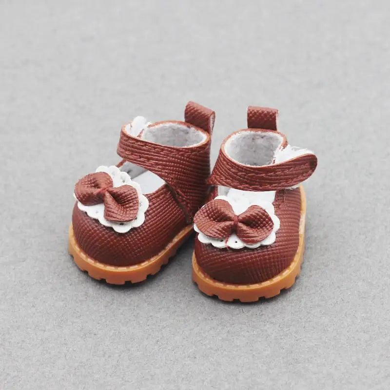 For Labubu Bow Shoes for 17cm Labubu 10cm for EXO /Cotton Doll Finger Shoes Doll Leather Shoes