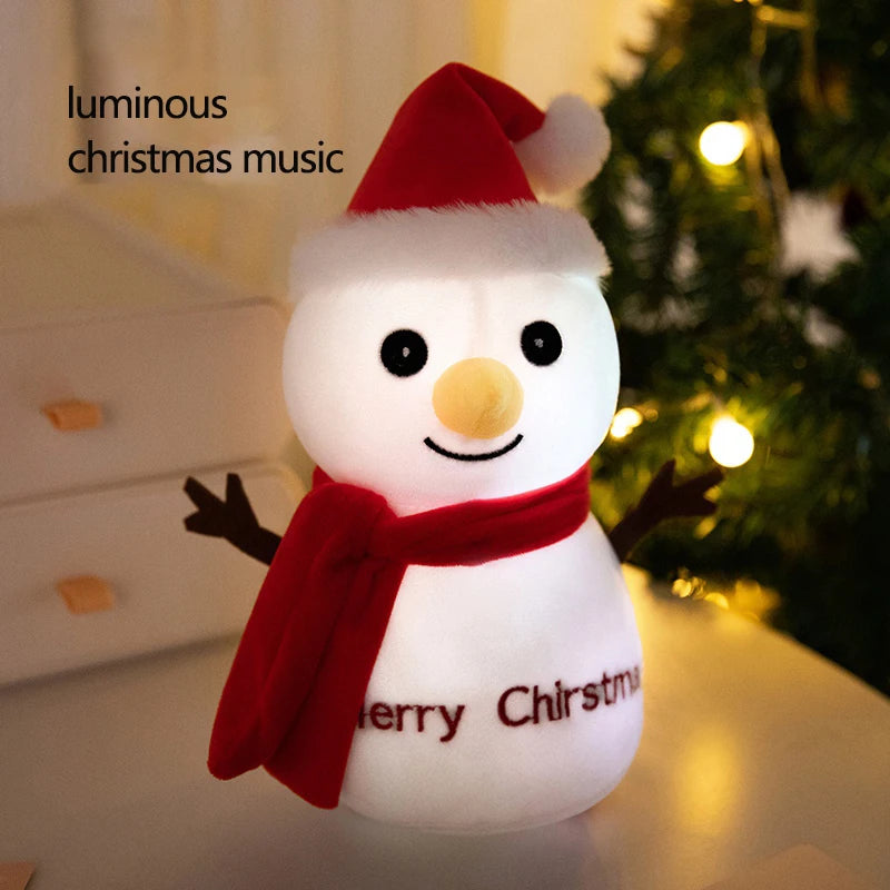 1pc Creative Christmas Luminous Santa Claus Elk Snowman Plush Stuffed Toys Lovely Sing Christmas Music Doll Happy New Year Gift