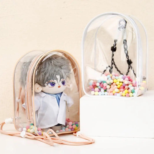 Small Doll Storage Bag Outdoor Doll Bag Waterproof Portable Carrying Case PVC Clear Doll Display Bag for 20cm Doll