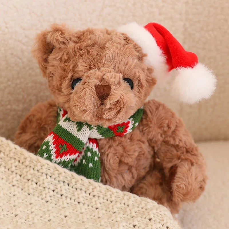 1pc 20cm Christmas Teddy Bear Dressing Up Soft Stuffed Animals Bear Plush Toys Doll For Kids Girlfriends Birthday Elegant Gift