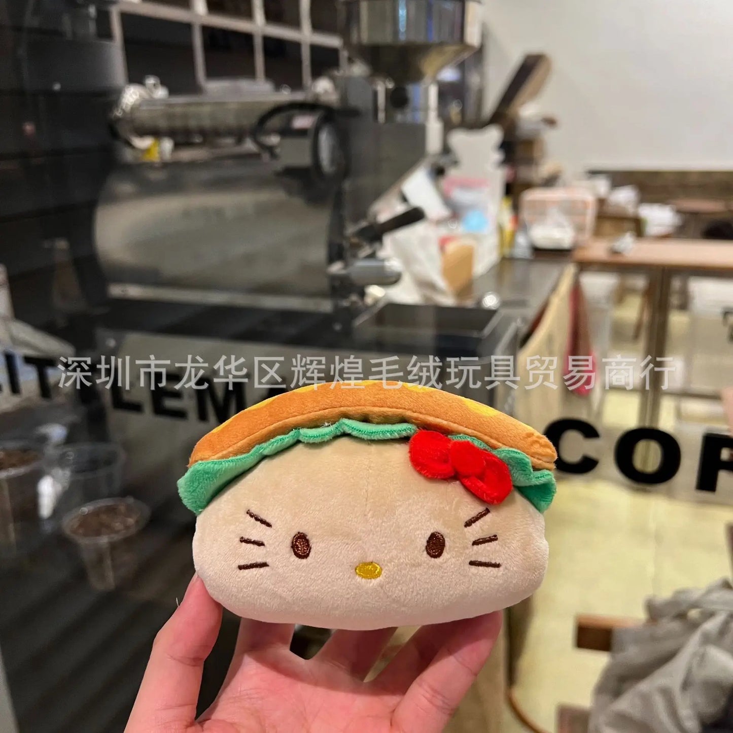 Sanrio Plush Doll Hamburger Hello Kitty Car Keychain Children's Cute School Bag Pendant Anime Peripheral Couple Holiday Gift